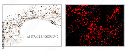 Multicolored paint splashes, smears, dust particles and debris are carried by the wind. A set of two templates. Design template for the design of banners, posters, booklets, covers, magazines. EPS 10