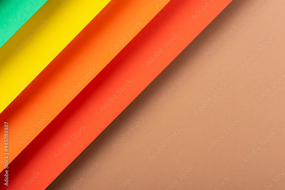 Colorful design of the folded paper material. Top view, flat lay Colorful design of the folded paper material. Top view, flat lay