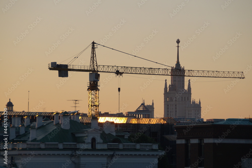 Obraz premium construction site at sunset