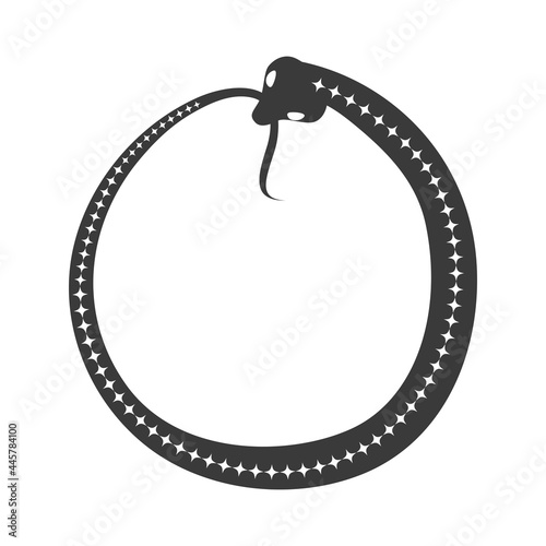 Esoteric symbol. Mystical and magical design with a snake biting its own tail