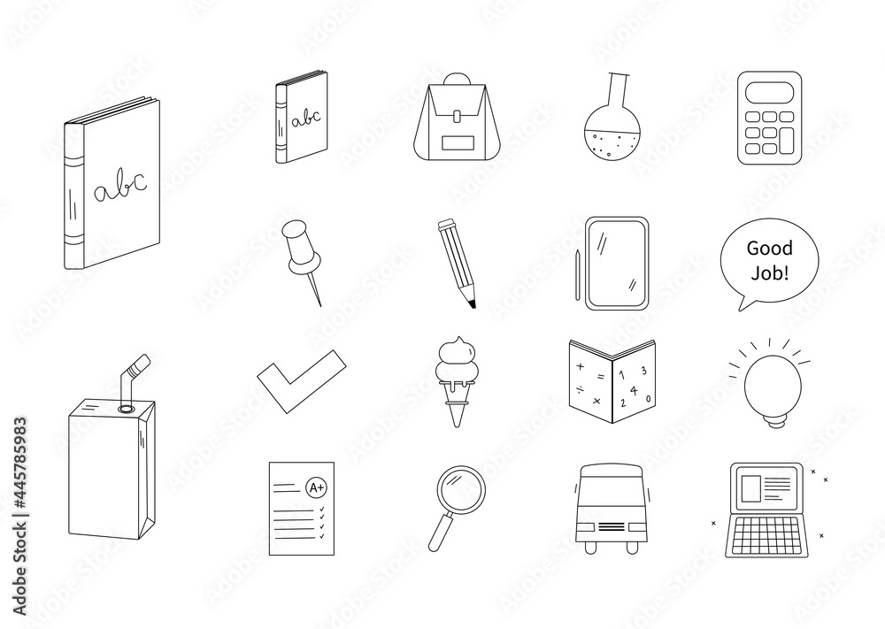 Back to School Collection Icons. Set of Studying Tools. Education Vector Illustration Template. Back to School Collection Icons. Set of Studying Tools. Education Vector Illustration Template.