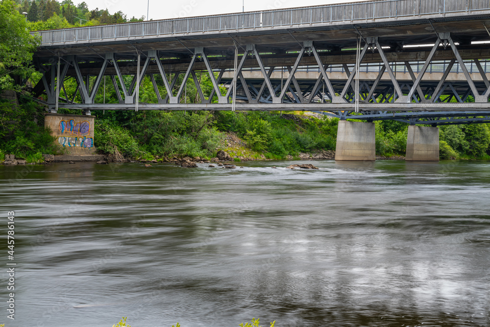 Fototapeta premium Long-term recordings on the Lägen river near Larvik in Norway where fishermen gather