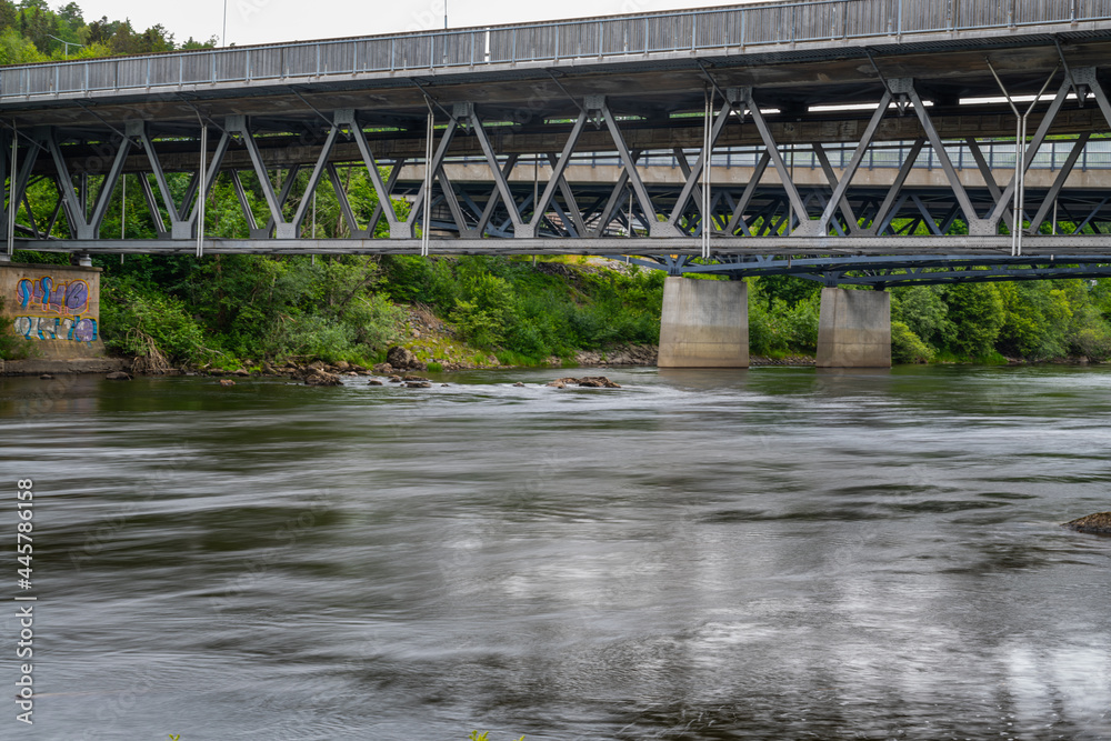 Fototapeta premium Long-term recordings on the Lägen river near Larvik in Norway where fishermen gather