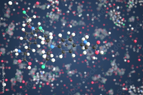 Molecule of Melphalan. Molecular model, conceptual 3d rendering