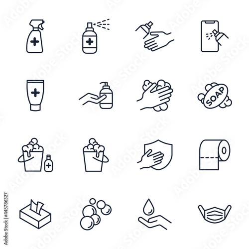 set of Disinfection and cleaning elements symbol template for graphic and web design collection logo vector illustration