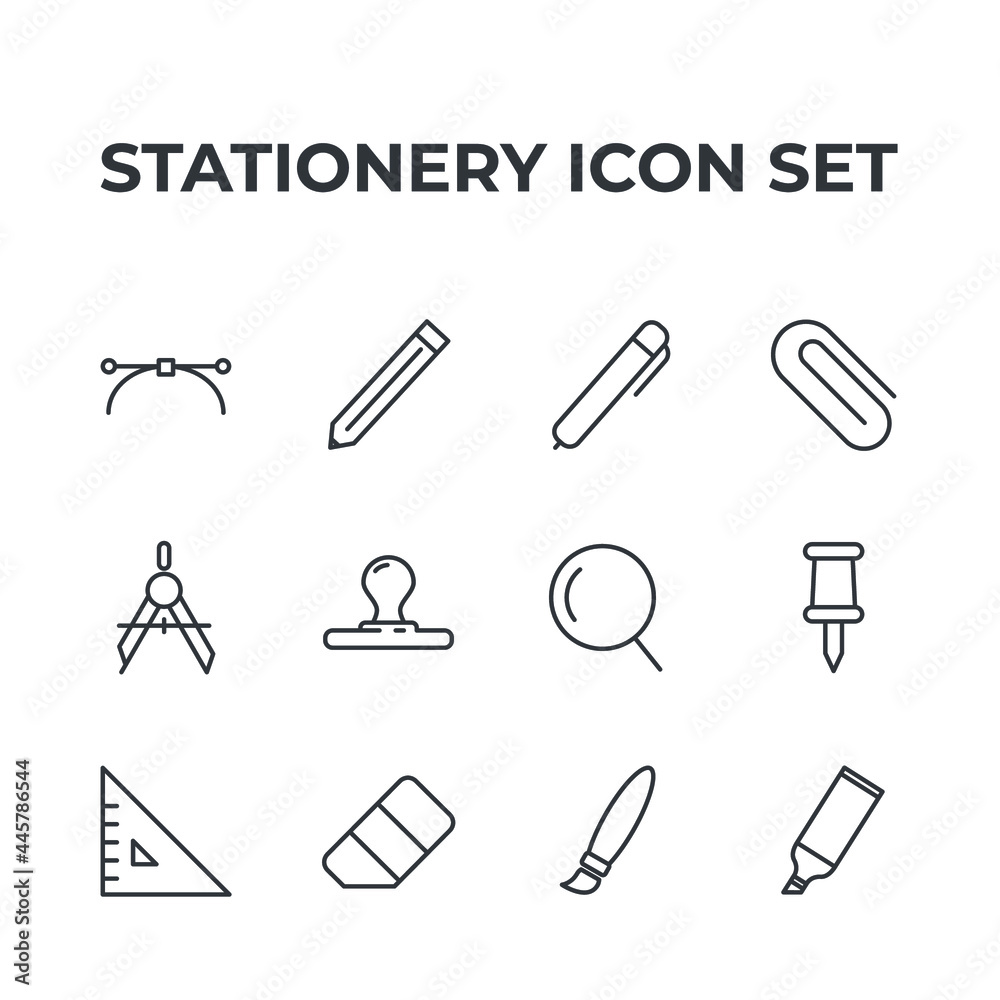stationery set icon, isolated stationery set sign icon, vector illustration stationery set icon, isolated stationery set sign icon, vector illustration