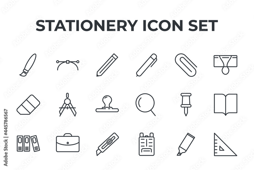 stationery set icon, isolated stationery set sign icon, vector illustration stationery set icon, isolated stationery set sign icon, vector illustration