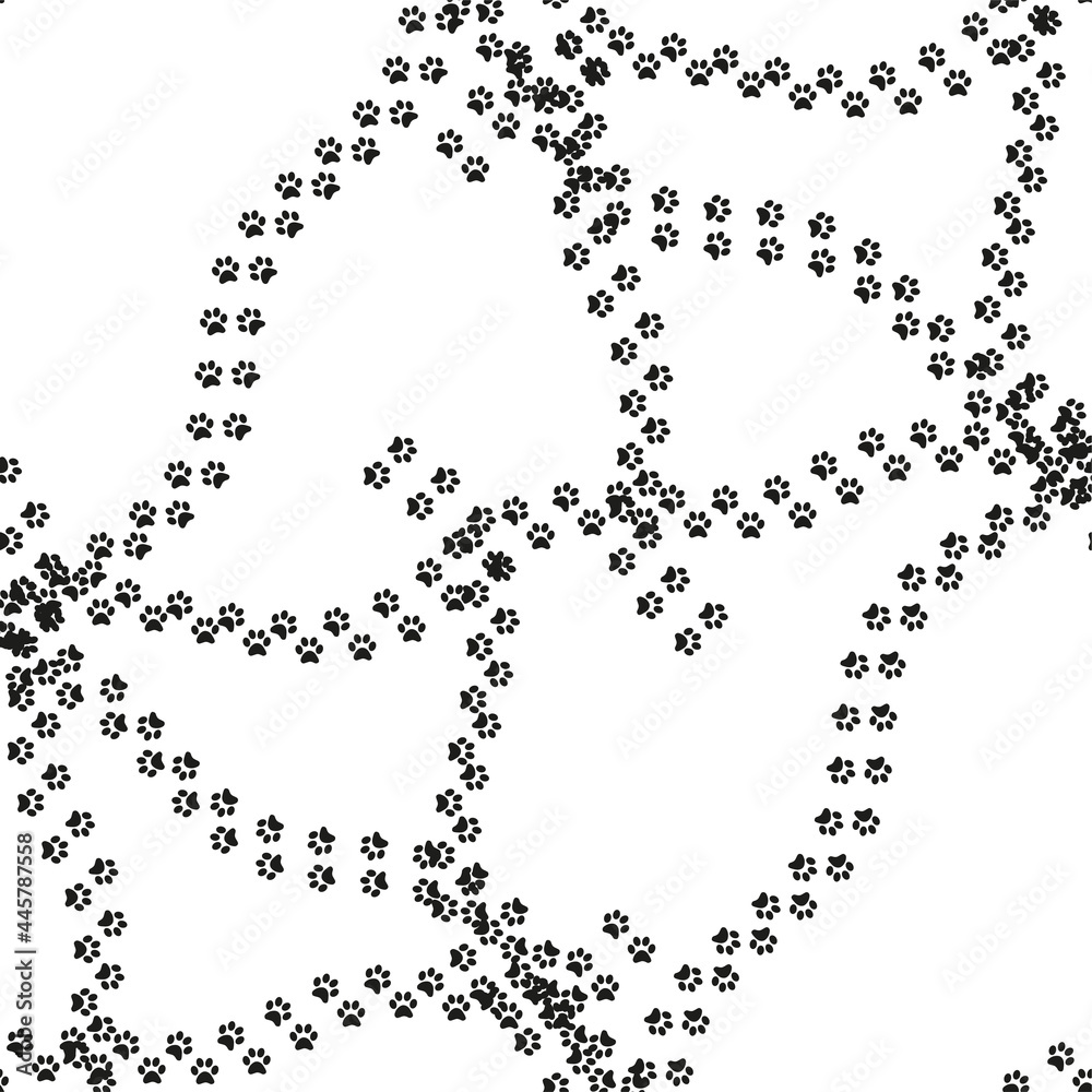 Animal footprint seamless pattern. Footprints of a cat Animal footprint seamless pattern. Footprints of a cat