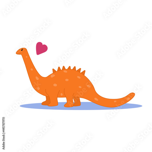 Cute dinosaur. Orange dinosaur on a white background Flat vector illustration