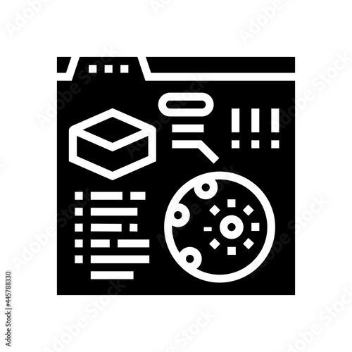 reading information of soil testing in internet glyph icon vector. reading information of soil testing in internet sign. isolated contour symbol black illustration