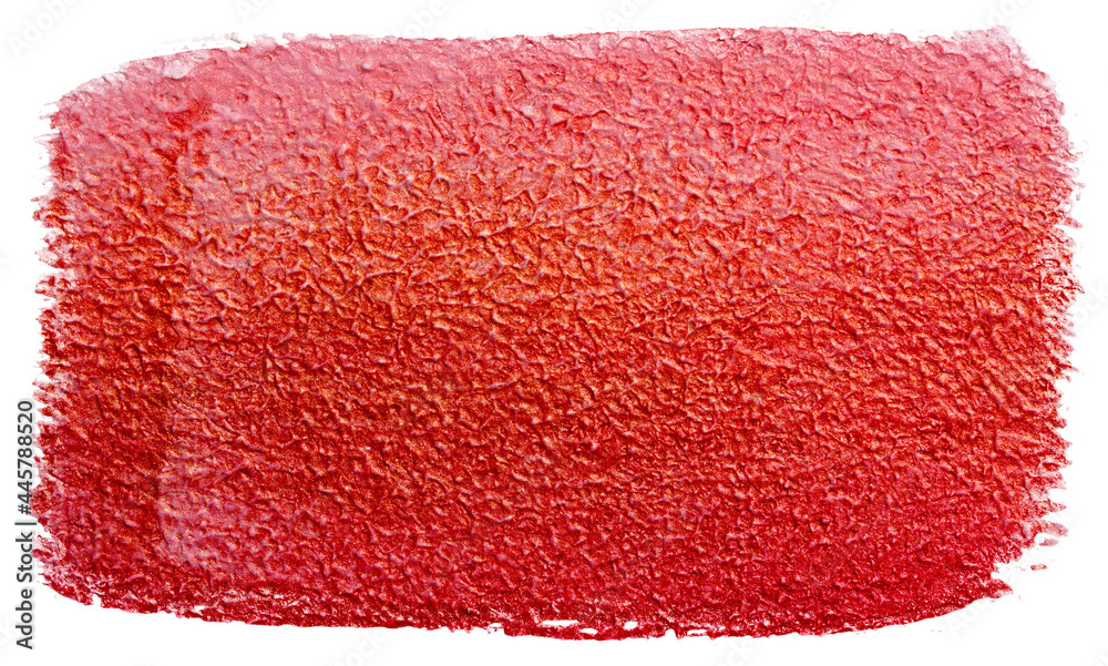 Red shiny paint spot. Rough paper texture, brush stroke. Stock
