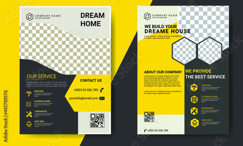 Professional Construction Business Flyer A4 Size Bleed Area and Save Zone