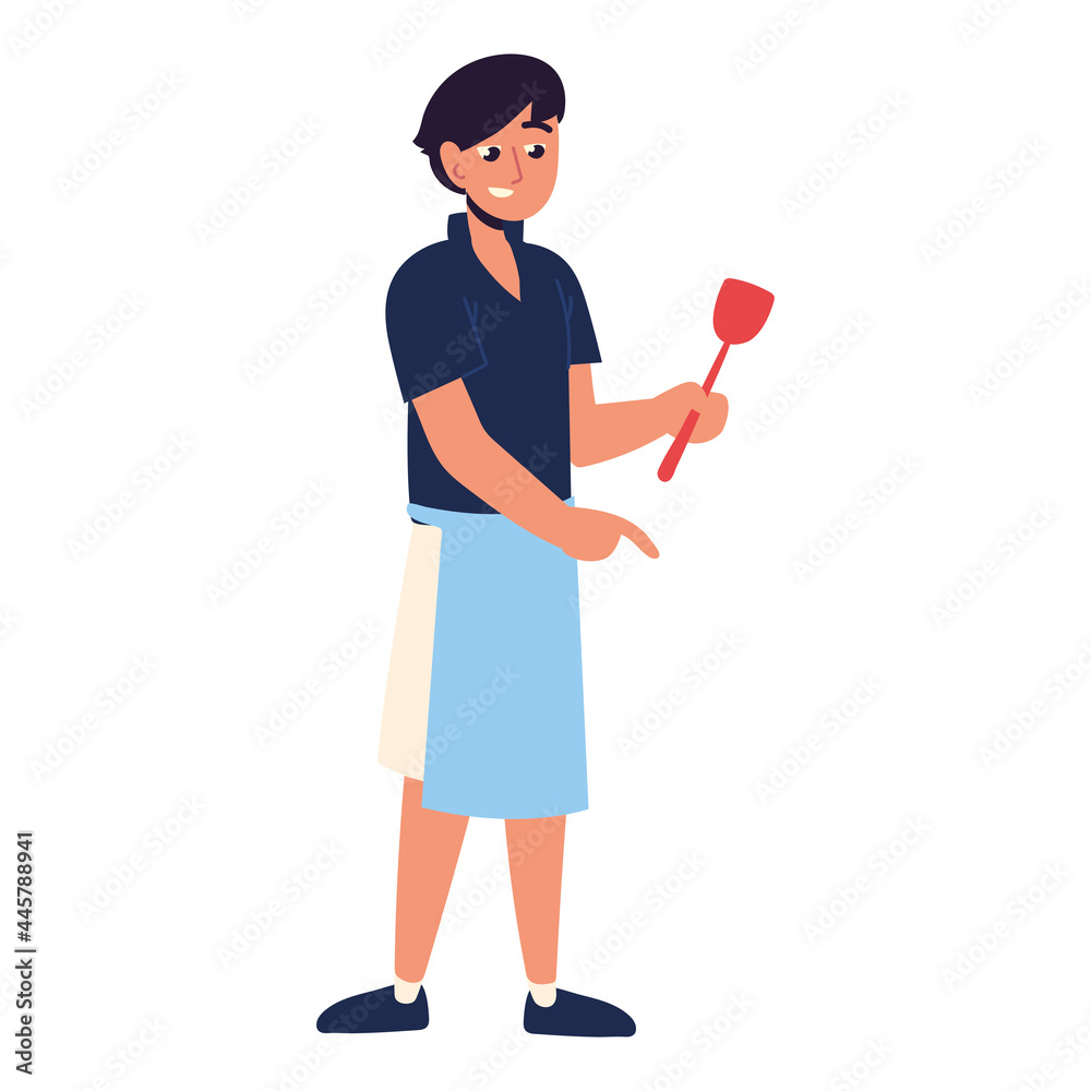 young man with spatula