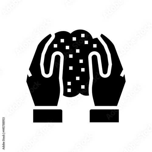 hands holding soil in hands glyph icon vector. hands holding soil in hands sign. isolated contour symbol black illustration