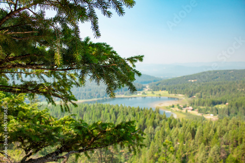 Lion Mountain Trail in Whitefish Montana, Lookout point, landscape, lake and trees