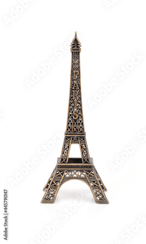 Miniature model of the Eiffel Tower (France, Paris) isolated on white background