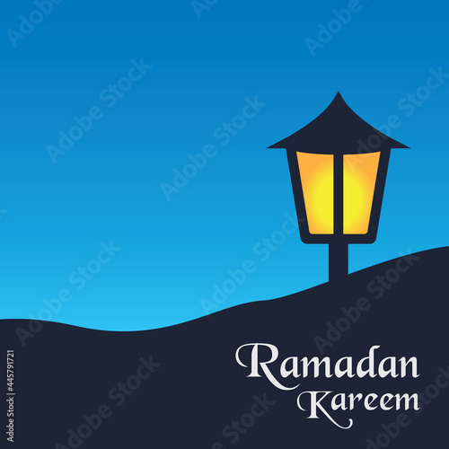 Ramadan card design template with lantern vector, light, hanging lantern
