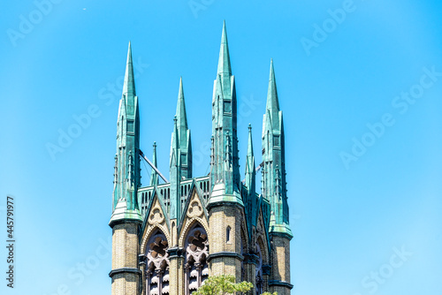 Colonial Neo-Gothic tower of the United Metropolitan Church in Toronto  Canada