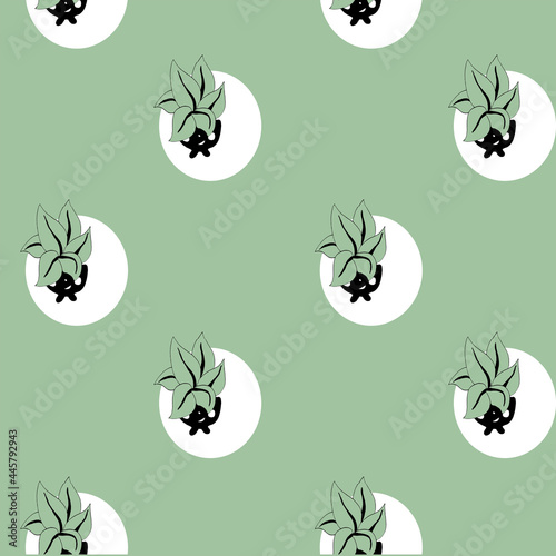 Hand-drawn graphic pattern of potted flowers. Perfect for notebooks, patterns, website designs, tableware, postcards © ElenVilk