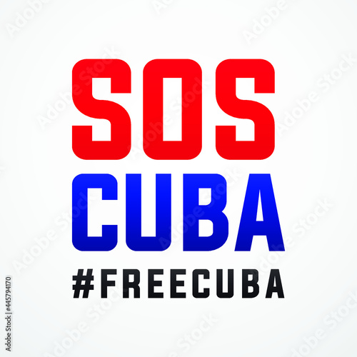 Free Cuba, sos Cuba, modern creative minimalist banner, design concept, social media post, template with blue and red text on a light background 
