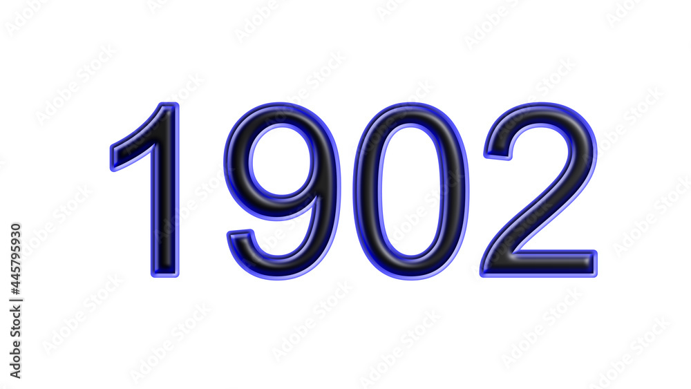 blue 1902 number 3d effect white background blue 1902 number 3d effect white background