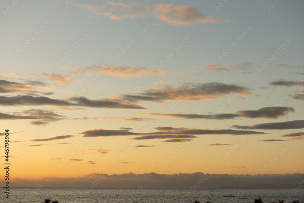 高知県の海岸の夕日