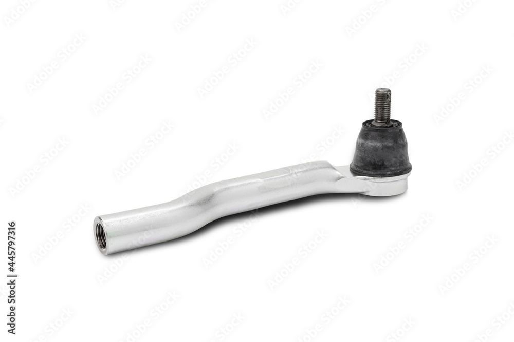 Ball joint of steering rack arm car and on the white background repair part car concept Ball joint of steering rack arm car and on the white background repair part car concept