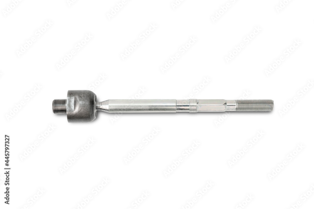 Top view Ball joint of steering rack arm car on the white background repair part car concept Top view Ball joint of steering rack arm car on the white background repair part car concept