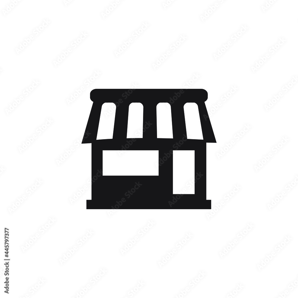 black and white store front illustration