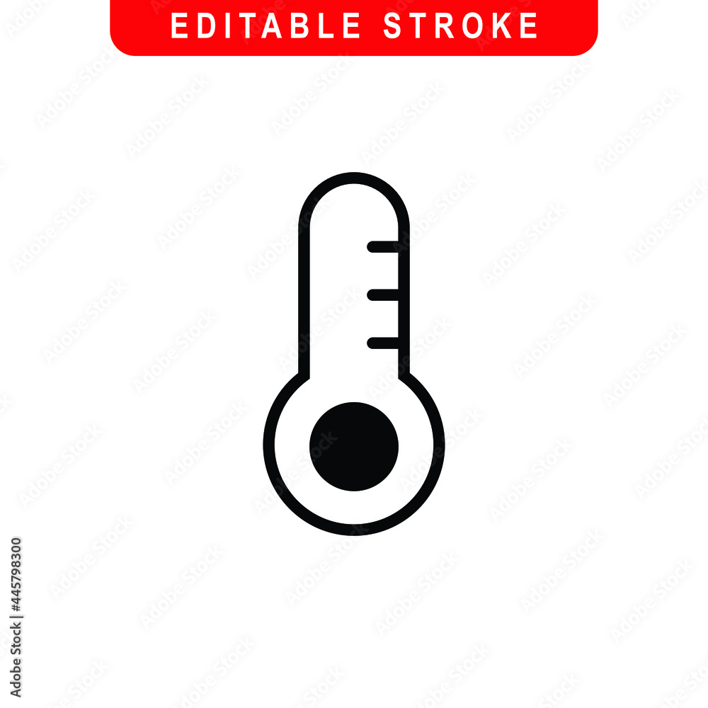 Thermometer Outline Icon. Thermometer Line Art Logo. Vector Illustration. Isolated on White