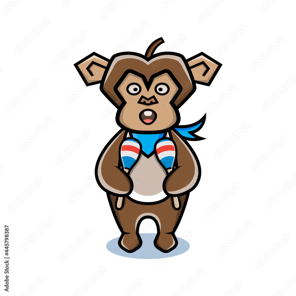 cartoon animal cute monkey holding a maracas cartoon animal cute monkey holding a maracas