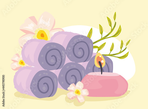 towels and candles for spa