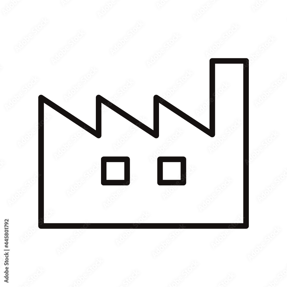 シンプルな工場の白黒細線アイコン/白背景 シンプルな工場の白黒細線アイコン/白背景