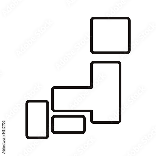 日本地図のシンプルな白黒細線アイコン/白背景