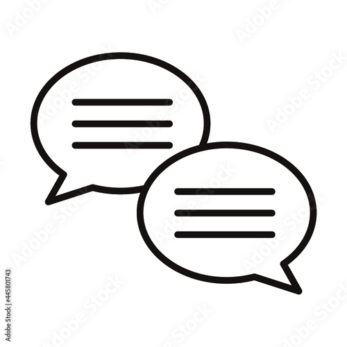 会話・ふきだしのシンプルな白黒細線アイコン/白背景