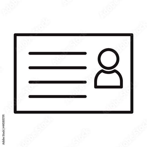 シンプルな身分証明書の白黒細線アイコン/白背景