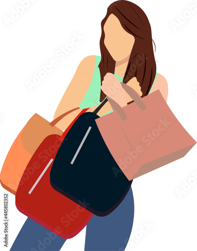 mujer de compras, fondo transparente