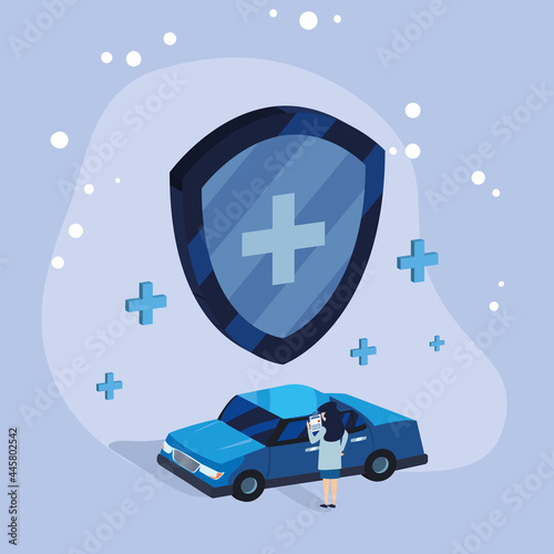 woman with insured car
