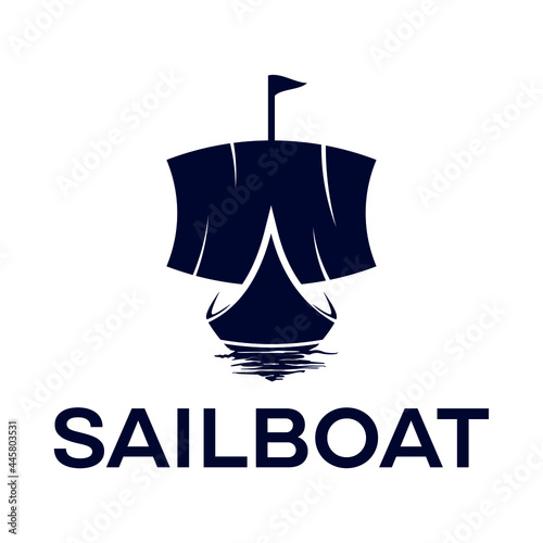 Sailboat logo design vector graphic