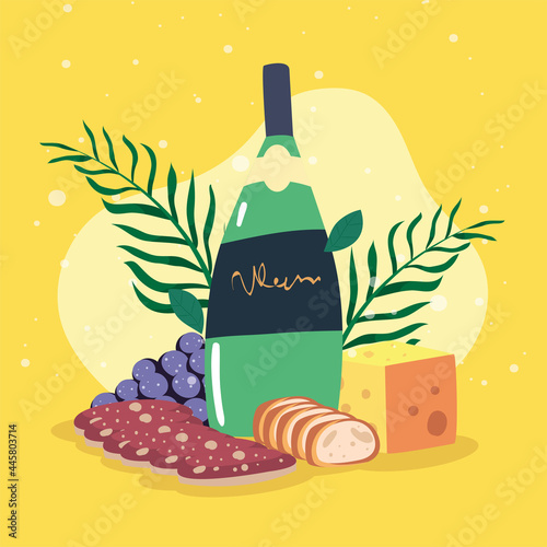 bottles of wine with bread