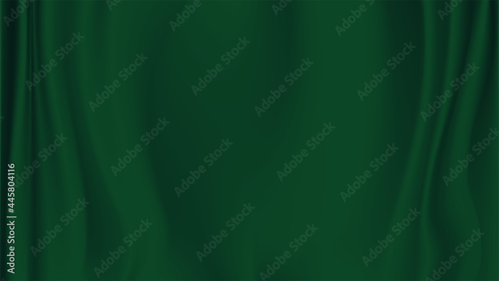 Abstract green silk vector background. Luxury green cloth or liquid wave. Abstract  fabric texture background. Cloth soft wave. Creases of satin, silk, and Smooth elegant cotton.