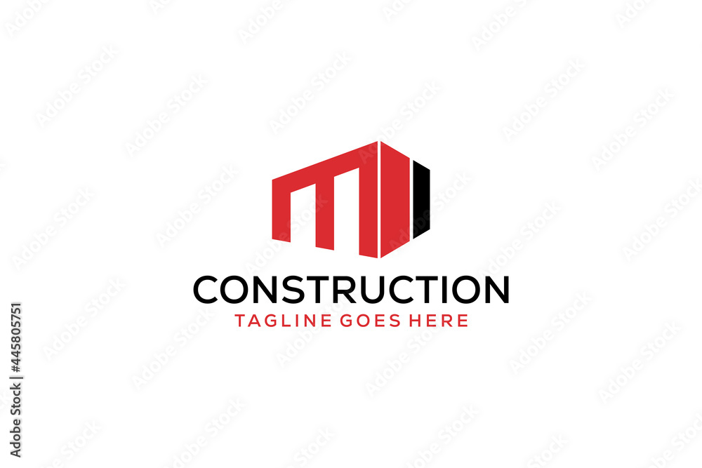 Letter M for Real Estate Remodeling Logo. Construction Architecture Building Logo Design Template Element.