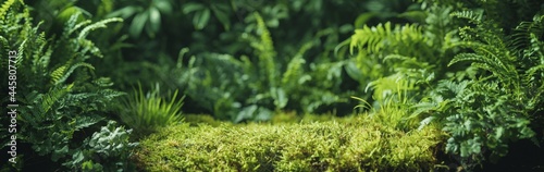 Green fern leaf texture, nature background, tropical leaf #445807713