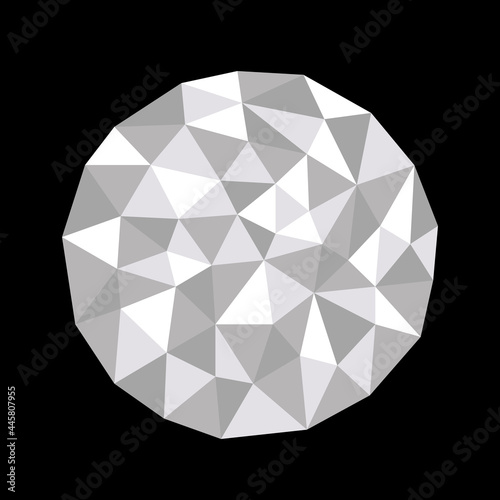 Polygonal geometric round crystal suitable for logo, symbol, button, best award. 