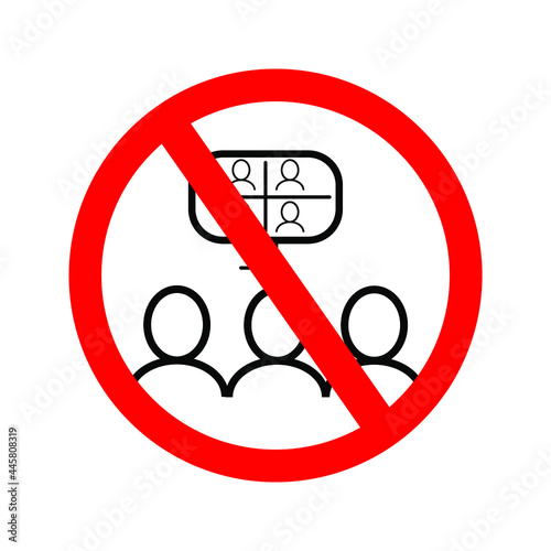 No conference, employee, online icon. Simple thin line, outline illustration of online traning ban, prohibition, embargo, interdict, forbiddance icons for ui and ux, website

