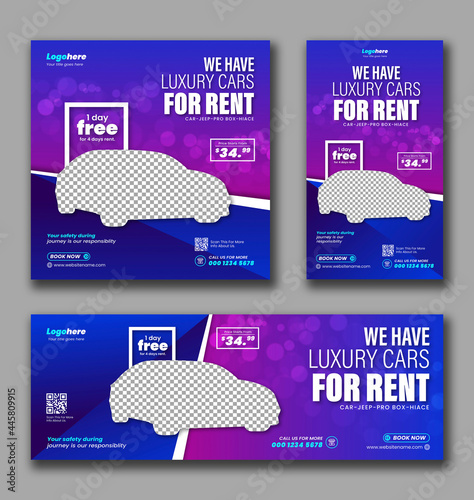 Car Rental Social Media Post Vector Template