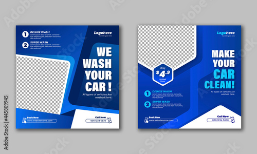 Car Wash Social Media Post Vector Template