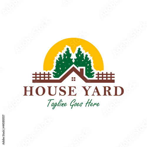 home yard illustration logo in the forest