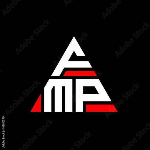 FMP triangle letter logo design with triangle shape. FMP triangle logo design monogram. FMP triangle vector logo template with red color. FMP triangular logo Simple, Elegant, and Luxurious Logo. FMP  photo