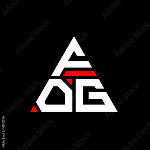 FOG triangle letter logo design with triangle shape. FOG triangle logo design monogram. FOG triangle vector logo template with red color. FOG triangular logo Simple, Elegant, and Luxurious Logo. FOG 